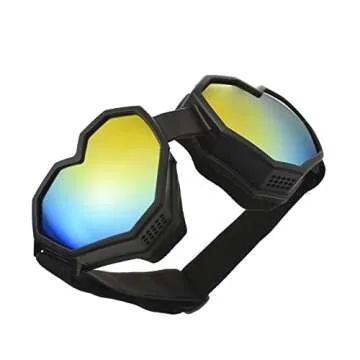 ICARA Heart Shaped Sunglasses Fashion Ski Goggles Colorful Oversize Love Glasses for Women Men Fun Eyeglass (Black)