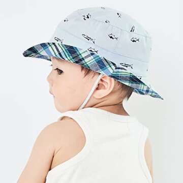 Durio Baby Sun Hat Summer Beach UPF 50+ Sun Protection Baby Boy Hats Double Sides Toddler Sun Hats Cap for Baby Girl Kid Bucket Hat A Blue 20.5"(52cm)/2-4 Years