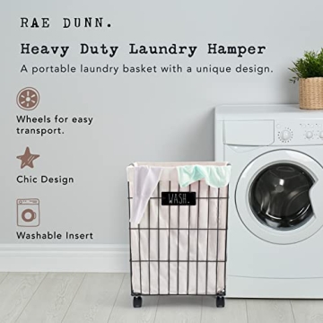 Rae Dunn Heavy Duty Laundry Hamper with Wheels