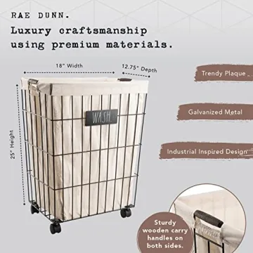 Rae Dunn Heavy Duty Laundry Hamper with Wheels