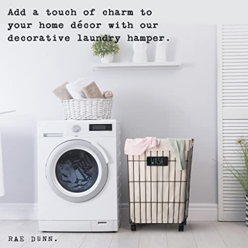 Rae Dunn Heavy Duty Laundry Hamper with Wheels