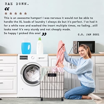 Rae Dunn Heavy Duty Laundry Hamper with Wheels
