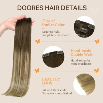 DOORES Real Human Hair Extensions Balayage 18 Inch