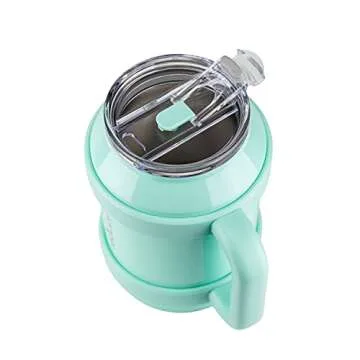 REDUCE Cold1 50 oz Reusable Mug Tumbler with Handle - Insulated Stainless Steel Water Bottle for Home, Office and Gym; Straw or Sip Leakproof Lid When Closed. Keeps Drinks Ice Cold All Day - Mild Mint