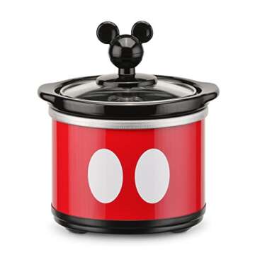 Disney DCM-502 Mickey Mouse Oval Slow Cooker with 20-Ounce Dipper, 5-Quart, Red/Black
