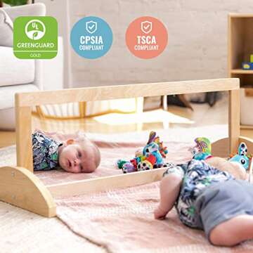 ECR4Kids Toddler Single-Sided Bi-Directional Mirror, Kids Furniture, Natural