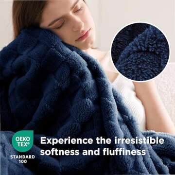 Bedsure Navy Blue Throw Blanket - Super Soft and Cozy