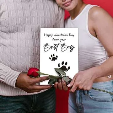 TQDaiker Funny Valentines Card for Husband Wife, Best Boy Best Girl Card from Pet, Paw Card for Dog Dad Dog Mum, “i Woof You”
