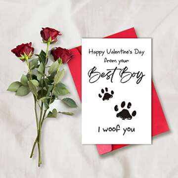 TQDaiker Funny Valentines Card for Husband Wife, Best Boy Best Girl Card from Pet, Paw Card for Dog Dad Dog Mum, “i Woof You”