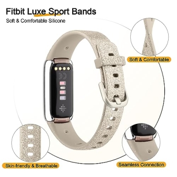 Vanjua Soft Silicone Bands Fitbit Luxe Comfortable Waterproof