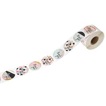 1.5" Geometric Modern Thank You Stickers / 8 Thank You Designs with Faux Glitter / 500 Thanks Stickers/Made in The USA