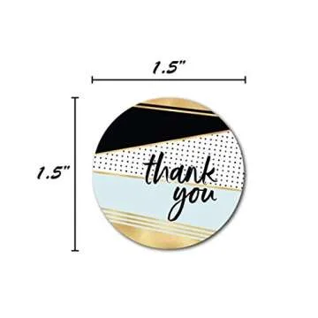 1.5" Geometric Modern Thank You Stickers / 8 Thank You Designs with Faux Glitter / 500 Thanks Stickers/Made in The USA