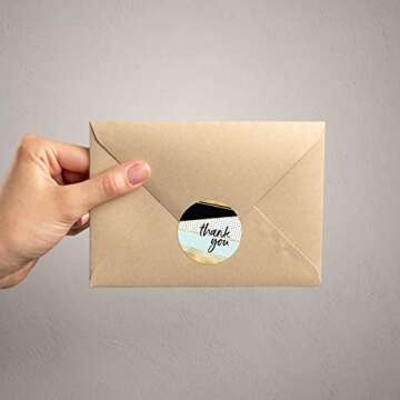 1.5" Geometric Modern Thank You Stickers / 8 Thank You Designs with Faux Glitter / 500 Thanks Stickers/Made in The USA