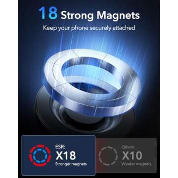 ESR Dashboard Magnetic Phone Holder for Car, for MagSafe Car Mount, Windshield Magnetic Car Mount for iPhone 16/15/14/13/12, Samsung Galaxy S25, Car Accessories, Charging Not Supported, Metallic Grey