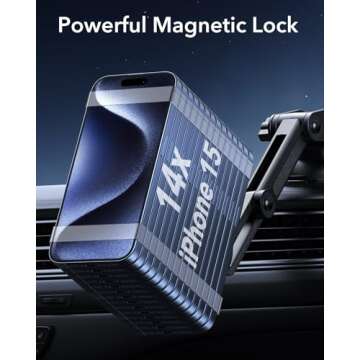 ESR Dashboard Magnetic Phone Holder for Car, for MagSafe Car Mount, Windshield Magnetic Car Mount for iPhone 16/15/14/13/12, Samsung Galaxy S25, Car Accessories, Charging Not Supported, Metallic Grey