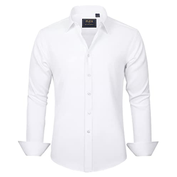 Wrinkle-Free Men's Dress Shirt - J.VER Solid White