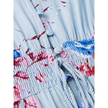 Milumia Women's Button Up Split Floral Print Flowy Party Maxi Dress Blue Small