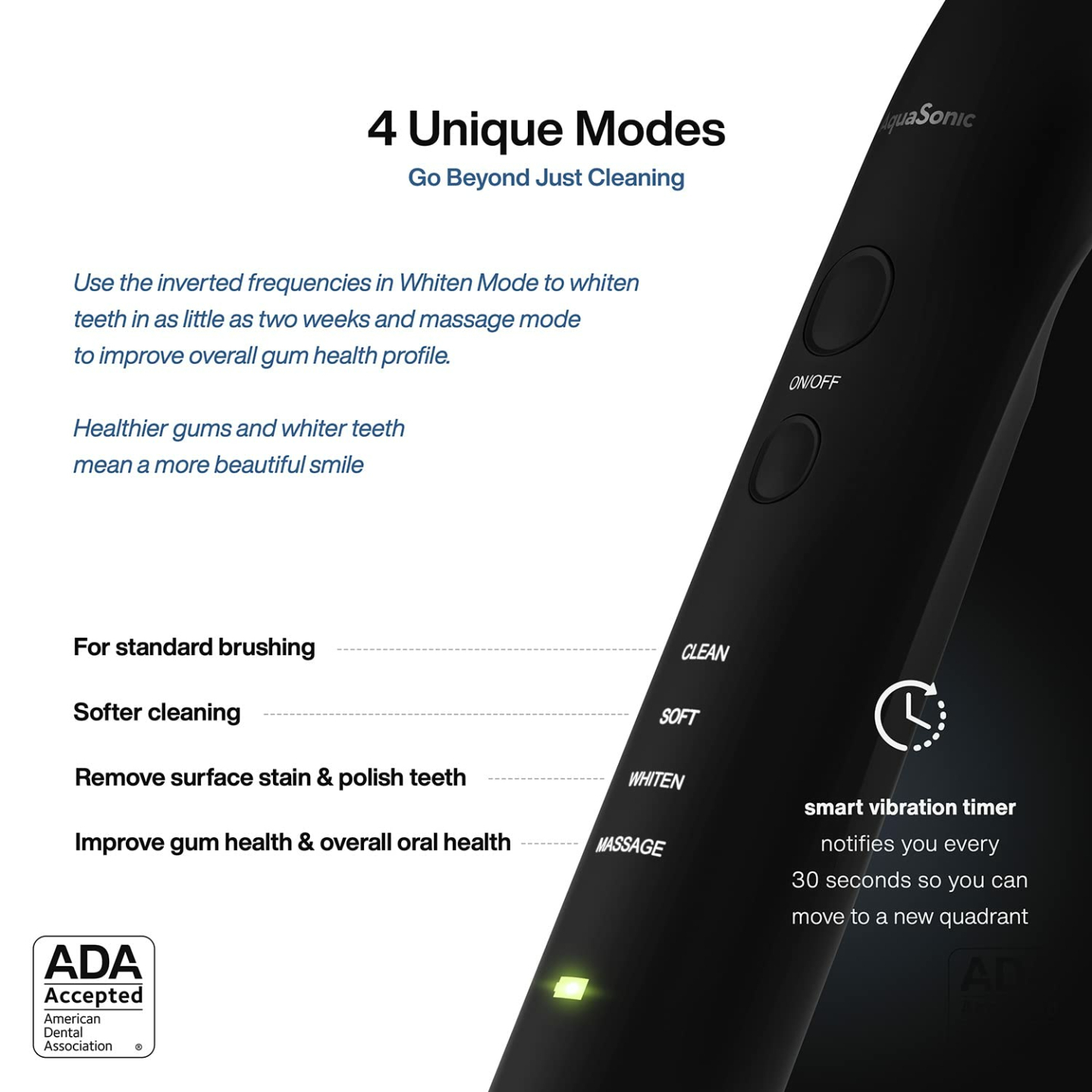 AquaSonic Black Series Electric Toothbrush - ADA Approved