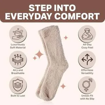 Modern Elegance Comfy Cloud Socks - Ultra-Soft Cozy Sleep Socks for Women & Men | Luxurious Fuzzy Fabric for All-Day Comfort & Warmth