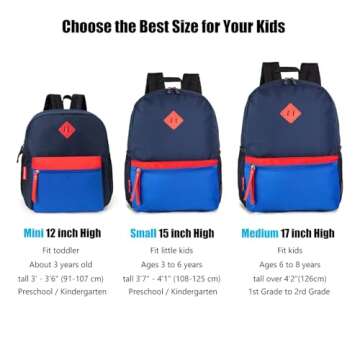 HawLander Little Kids Backpack for Boys Toddler School Bag Fits 3 to 6 years old, 15 inch, Navy Blue