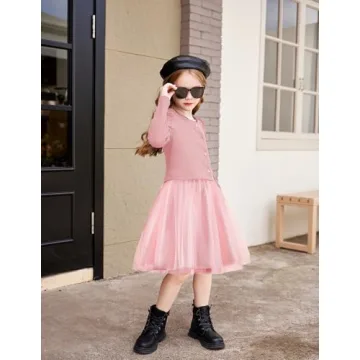 Arshiner Pink Floral Tulle Dress for Toddler Girls 2T-6