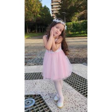 Arshiner Pink Floral Tulle Dress for Toddler Girls 2T-6