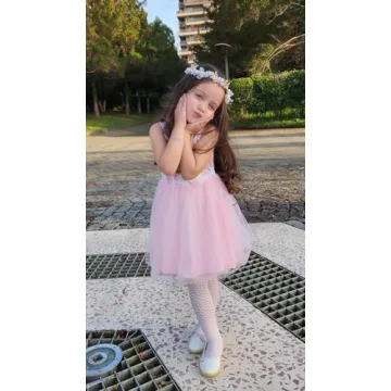 Arshiner Pink Floral Tulle Dress for Toddler Girls 2T-6