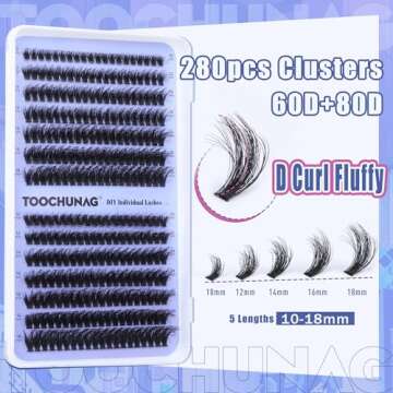 TOOCHUNAG Fluffy Lash Clusters 60D+80D Individual Lashes