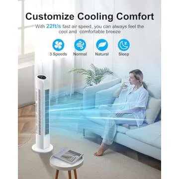 Uthfy Oscillating Bladeless Tower Fan with Remote, Quiet Cooling Portable, Electric Standing Floor F...