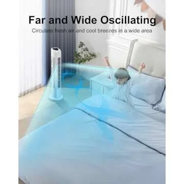 Uthfy Oscillating Bladeless Tower Fan with Remote, Quiet Cooling Portable, Electric Standing Floor Fan with 3 Wind Speeds 3 Modes for Bedroom,Indoor,Office and Home Use, 30", White