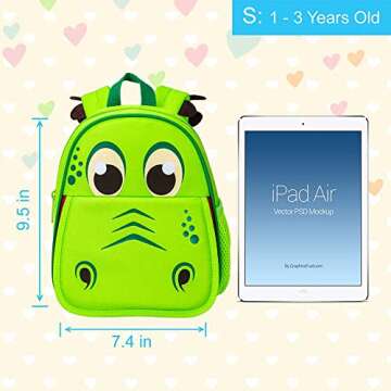 AGSDON Toddler Backpack Leash, 9.5" Safety Harness Dinosaur Bag - Removable Tether