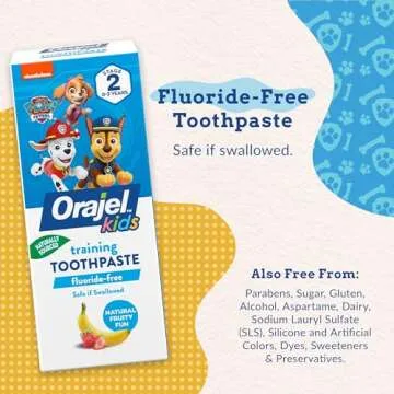Orajel Kids Paw Patrol Fluoride-Free Training Toothpaste, Natural Fruity Fun Flavor, #1 Pediatrician Recommended , 1.5oz Tube