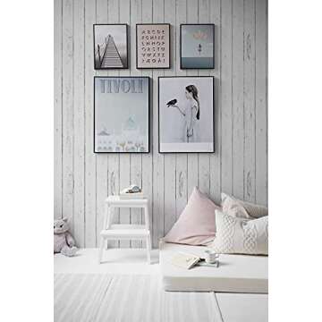 White Shiplap Peel and Stick Wallpaper - Vintage Wood Wallpaper Peel and Stick - Wood Contact Paper for Cabinets – Wallpaper for Bedrooms, Shelf - Self Adhesive Removable Wall Paper (17.71" x 393")