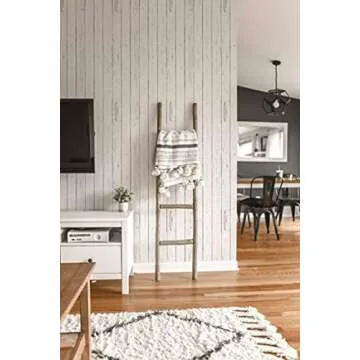 White Shiplap Peel and Stick Wallpaper - Vintage Wood Wallpaper Peel and Stick - Wood Contact Paper for Cabinets – Wallpaper for Bedrooms, Shelf - Self Adhesive Removable Wall Paper (17.71" x 393")
