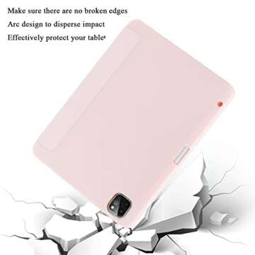 SIWENGDE Case for iPad Pro 11 Inch 4th/3rd/2nd Generation 2022/2021/2020 with Pencil Holder [Support iPad 2nd Pencil Charging] Slim Trifold Stand Smart Protective Cover, Auto Wake/Sleep(Pink)