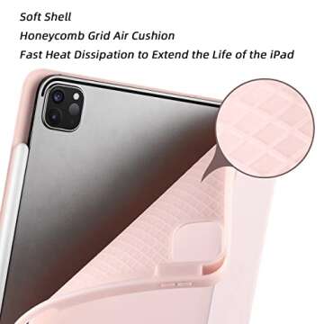 SIWENGDE Case for iPad Pro 11 Inch 4th/3rd/2nd Generation 2022/2021/2020 with Pencil Holder [Support iPad 2nd Pencil Charging] Slim Trifold Stand Smart Protective Cover, Auto Wake/Sleep(Pink)