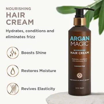 Argan Magic Nourishing Hair Cream - Hydrates, Conditions, and Eliminates Frizz for All Hair Types | Seals in Shine | Made in USA, Paraben Free, Cruelty Free (8.5 oz)
