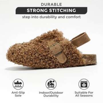Project Cloud Mini Clogs for Kids - Memory Foam Unisex Kids Clogs - Non Slip Clogs for Kids, Boys & Girls' Clogs & Mules - Water Resistant Kids Clogs Arch Support (Jeanna, Chestnut, 10)
