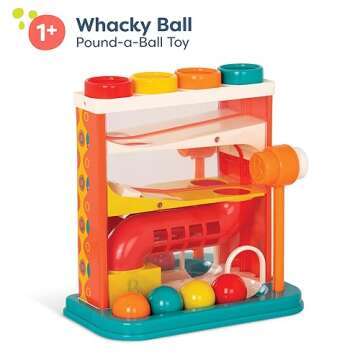 B. toys- Whacky Ball- Pounding Toy – 4 Colorful Balls & Hammer – Pound & Play – Developmental ...