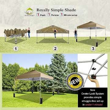 CROWN SHADES 10x10 Canopy - Quick Setup & UV Protection