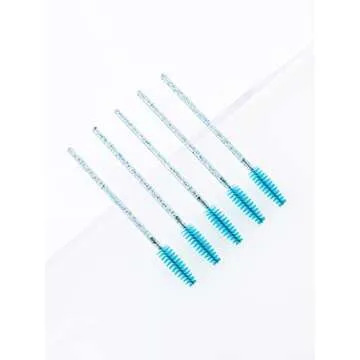 i-Laesh 100 Pcs Crystal Eyelash Brush Mascara Wands Disposable Eyebrow / Lash Brushes for Eyelashes Extensions Eye Makeup Kit Lashes Applicator Tool Spoolies (Crystal - Peacock Blue)