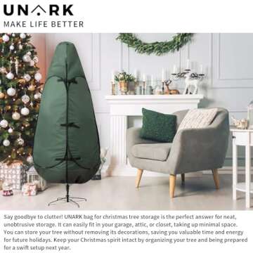Upright Christmas Tree Storage Bag 7.5 Ft, Artificial Christmas Tree Storage Bag, Christmas Tree Cover for Upright Storage Fit 6 Ft / 6.5 Ft / 7 Ft / 7.5 Christmas Tree Storage Bag 6.5ft Green