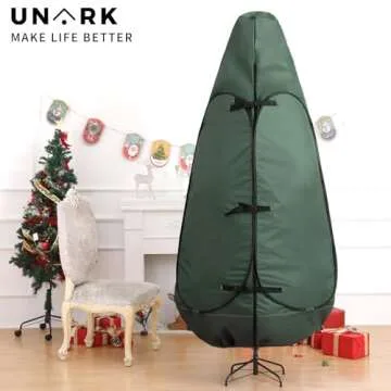 Upright Christmas Tree Storage Bag 7.5 Ft, Artificial Christmas Tree Storage Bag, Christmas Tree Cover for Upright Storage Fit 6 Ft / 6.5 Ft / 7 Ft / 7.5 Christmas Tree Storage Bag 6.5ft Green