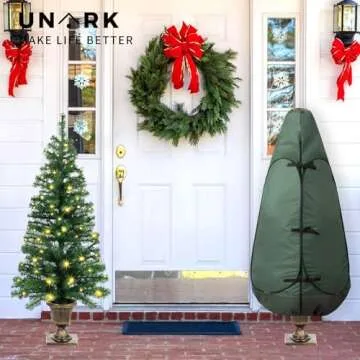 Upright Christmas Tree Storage Bag 7.5 Ft, Artificial Christmas Tree Storage Bag, Christmas Tree Cover for Upright Storage Fit 6 Ft / 6.5 Ft / 7 Ft / 7.5 Christmas Tree Storage Bag 6.5ft Green