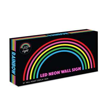 Isaac Jacobs 15” x 7.5” inch LED Neon ‘Multi-Colored Rainbow’ Wall Sign for Cool Light, Wall...