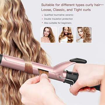 BESTOPE Curling Iron 1.25 inch, 1 1/4 in Hair Curling Wand Tourmaline Ceramic Coating Curler with Cool Tip Glove