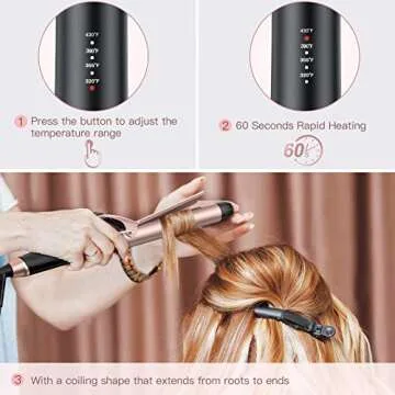 BESTOPE Curling Iron 1.25 inch, 1 1/4 in Hair Curling Wand Tourmaline Ceramic Coating Curler with Cool Tip Glove