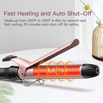 BESTOPE Curling Iron 1.25 inch, 1 1/4 in Hair Curling Wand Tourmaline Ceramic Coating Curler with Cool Tip Glove