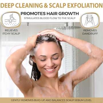 Fiora Naturals Scalp Massager Shampoo Brush - Silicon Scalp Scrubber & Exfoliator for Dandruff Removal and Hair Growth, Scalp Brush for Wet & Dry Hair, Shampoo Brush for Men, Women, Kids - BPA Free