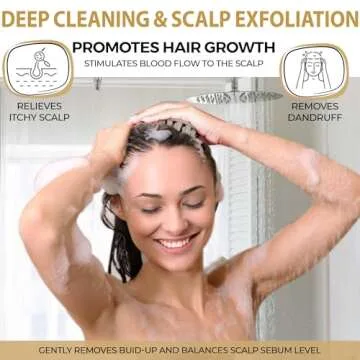 Fiora Naturals Scalp Massager Shampoo Brush - Silicon Scalp Scrubber & Exfoliator for Dandruff Removal and Hair Growth, Scalp Brush for Wet & Dry Hair, Shampoo Brush for Men, Women, Kids - BPA Free